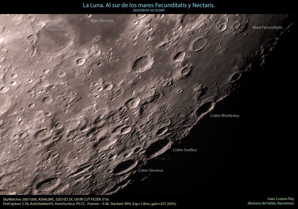 La Luna. Al sur de los mares Fecunditatis y Nectaris